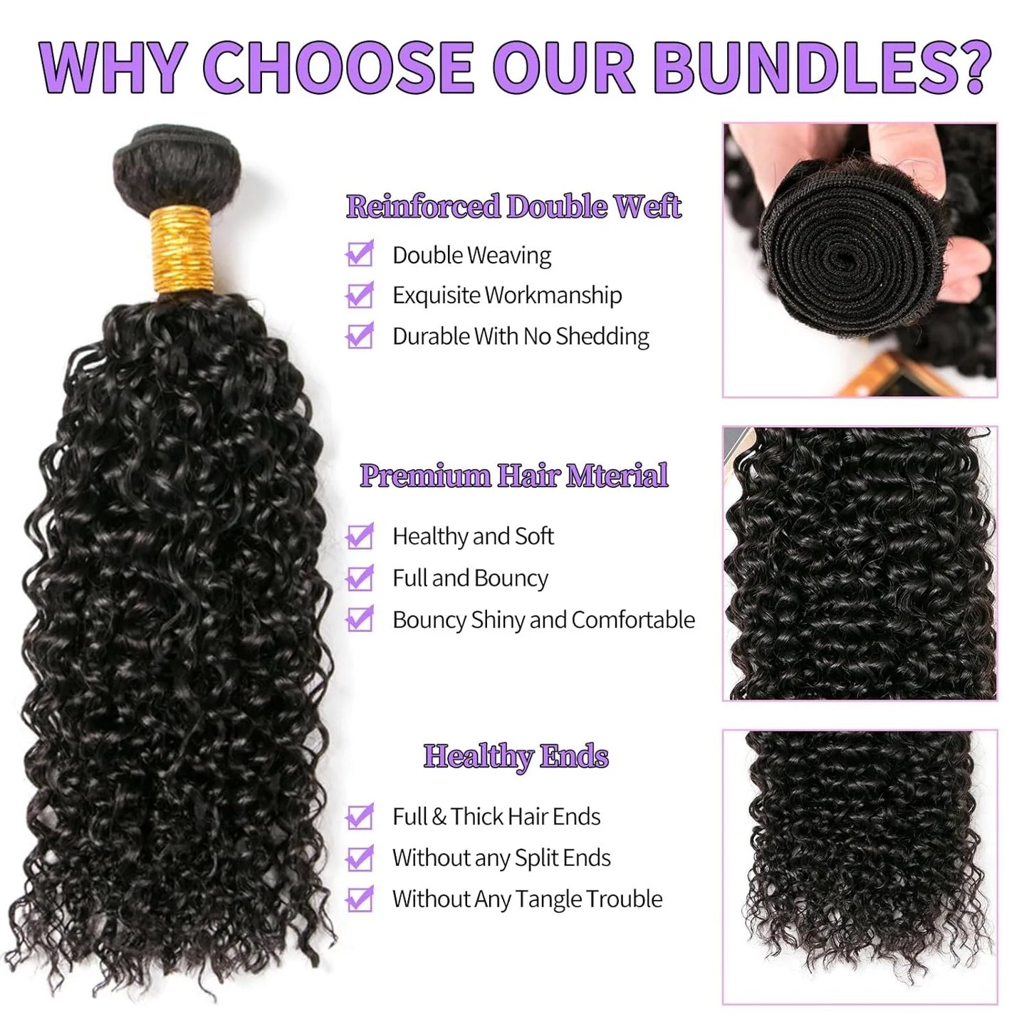 15A Brazilian Jerry Curly Human Hair Bundles – 3 Bundles 28 30 32 Inch Virgin Deep Curly Remy Weave - Vellévia
