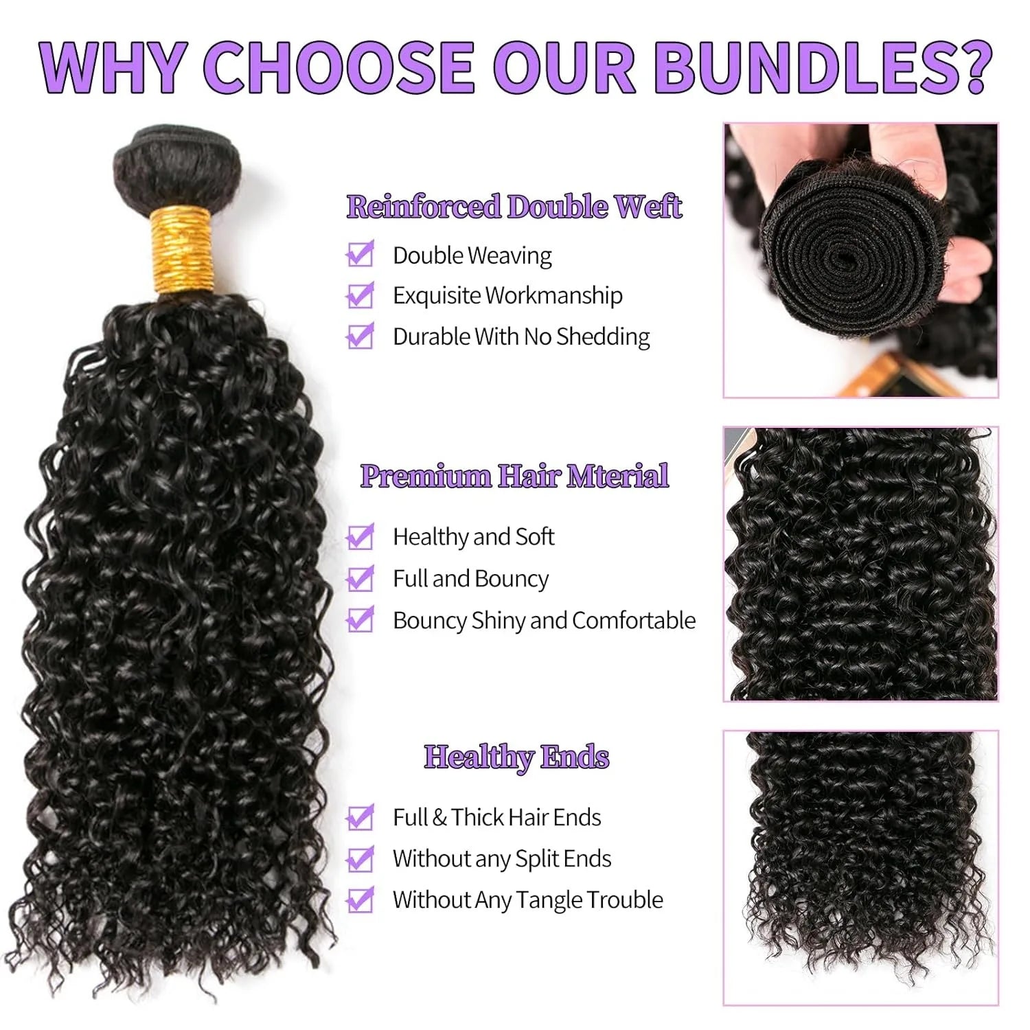 15A Brazilian Jerry Curly Human Hair Bundles – 3 Bundles 28 30 32 Inch Virgin Deep Curly Remy Weave - Vellévia
