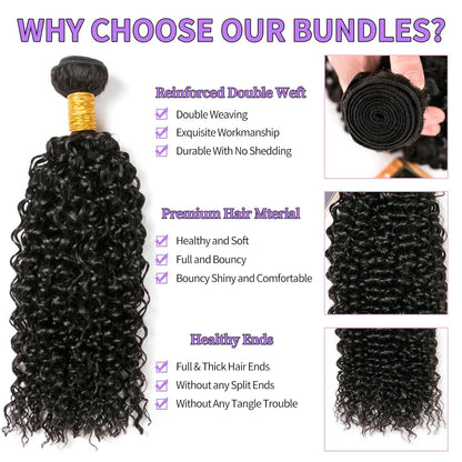 15A Brazilian Jerry Curly Human Hair Bundles – 3 Bundles 28 30 32 Inch Virgin Deep Curly Remy Weave - Vellévia