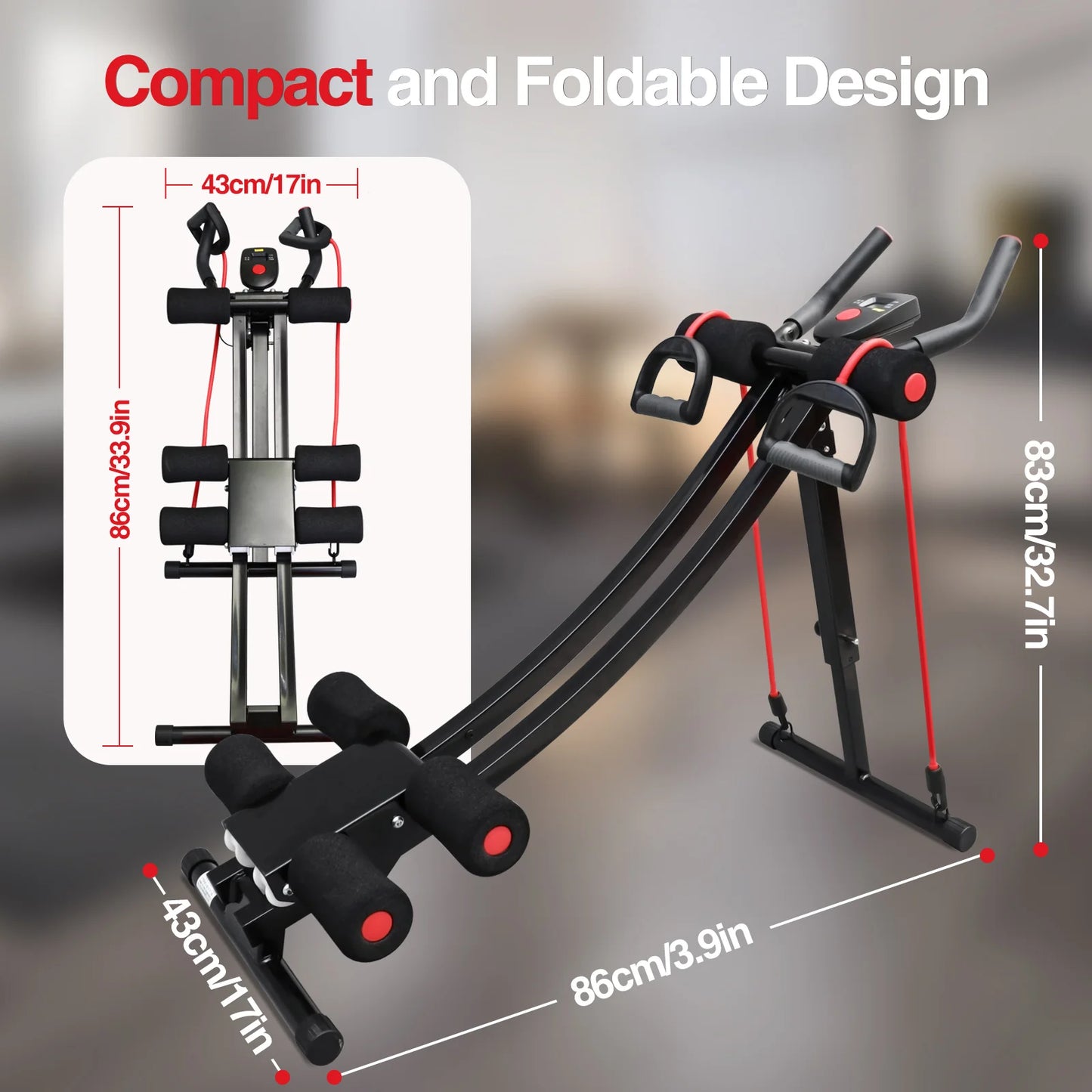 Foldable Ab Machine with LCD Monitor – Adjustable Core & Abdominal Trainer for Home Gym (440 lbs Capacity) - Vellévia