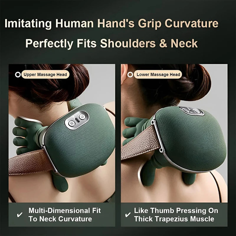 Neck and Shoulder Massager with Heat – 3-Level Kneading Massage Pillow, Rechargeable Wireless Design - Vellévia
