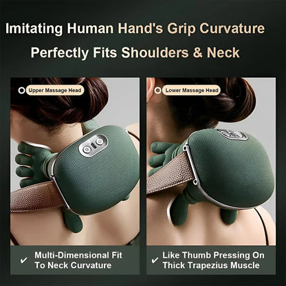 Neck and Shoulder Massager with Heat – 3-Level Kneading Massage Pillow, Rechargeable Wireless Design - Vellévia