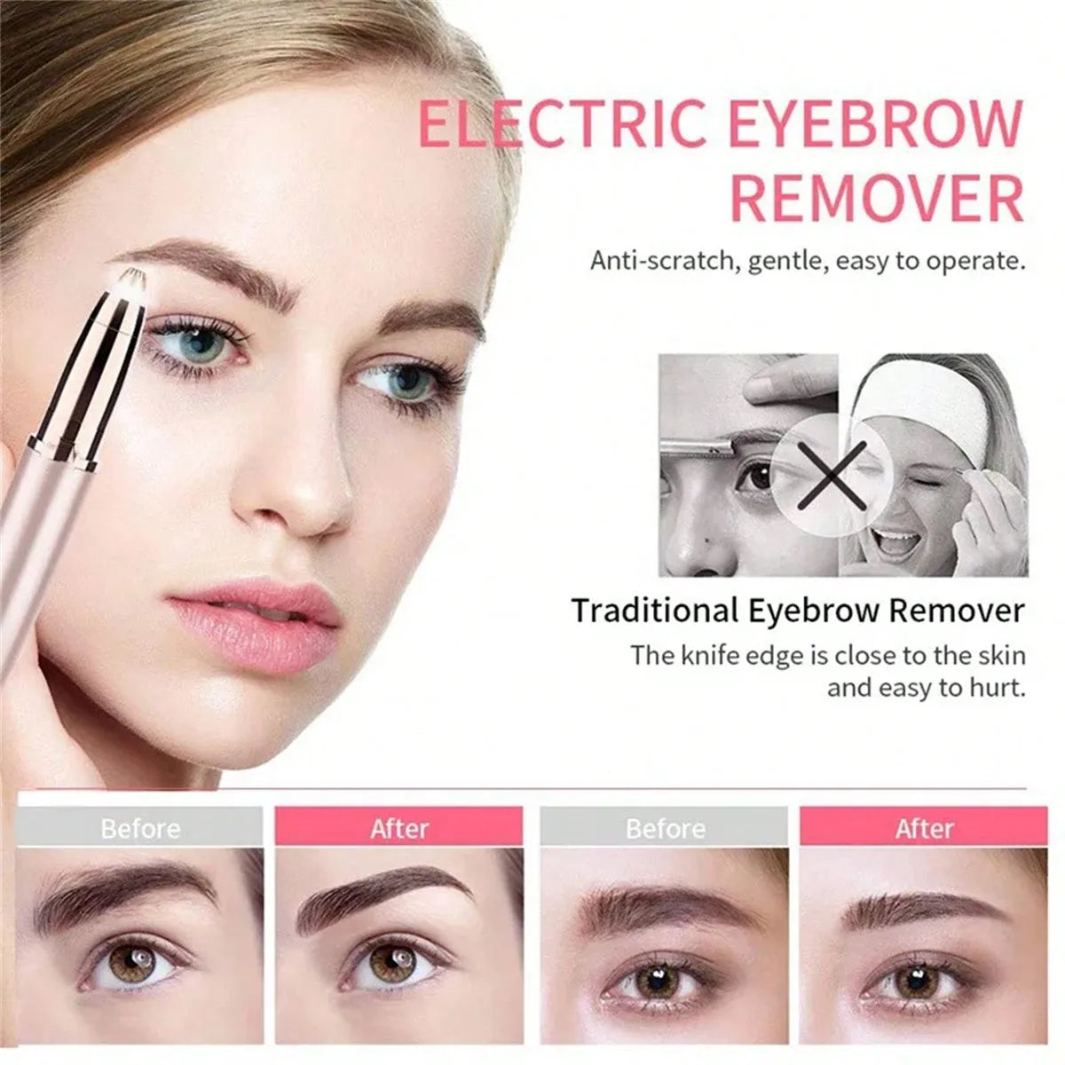 Rechargeable Electric Eyebrow Trimmer for Women – Precision Face Hair Remover P - Vellévia