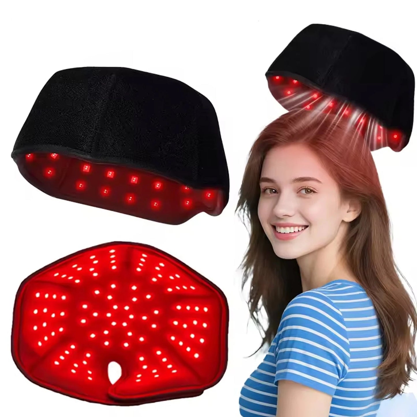 LED Red Light Therapy Hair Growth Cap – 660nm & 850nm Infrared Laser Hat for Hair Regrowth, Stress & Migraine Relief - Vellévia