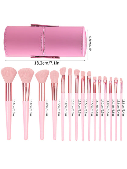 15-Piece Professional Makeup Brush Set with Waterproof Travel Storage Bucket – Soft Facial Brush Kit - Vellévia