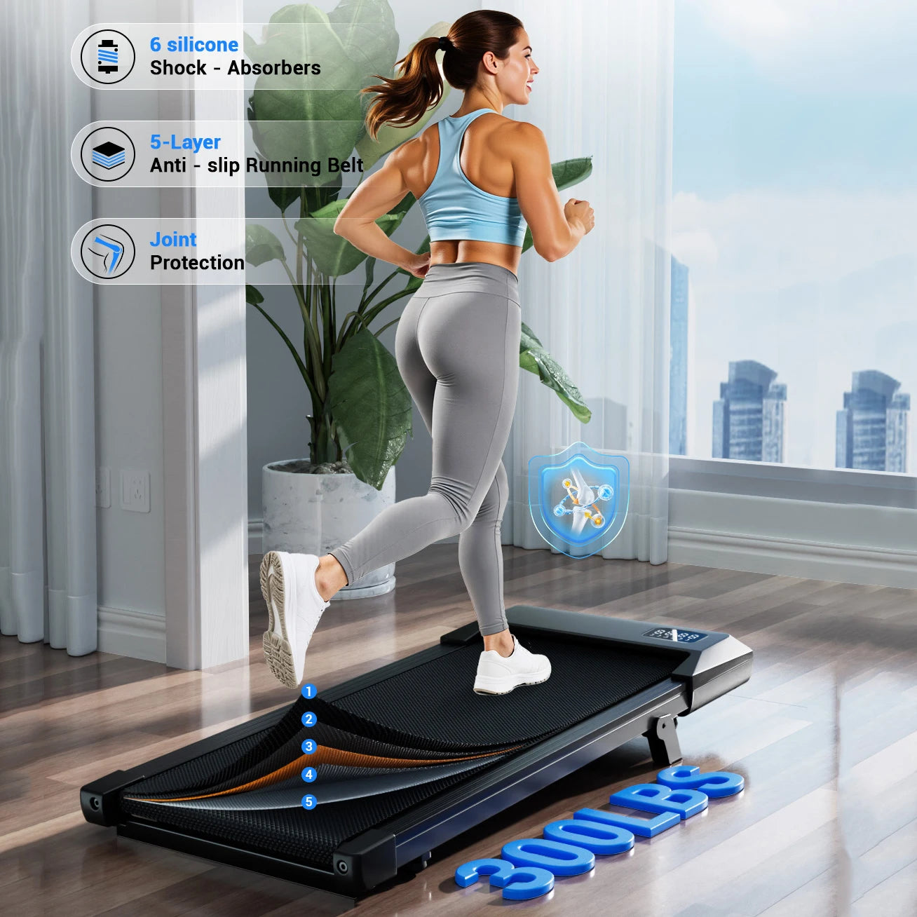 Foldable Under Desk Treadmill 2.5HP – 6% Incline Walking Pad with Remote & LED Display (300lbs Capacity) - Vellévia
