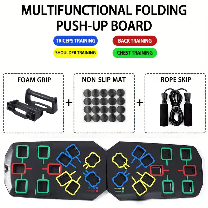 Folding Push Up Board Set – Color-Coded Multifunctional Upper Body Strength Training System - Vellévia