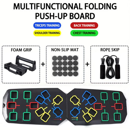 Folding Push Up Board Set – Color-Coded Multifunctional Upper Body Strength Training System - Vellévia