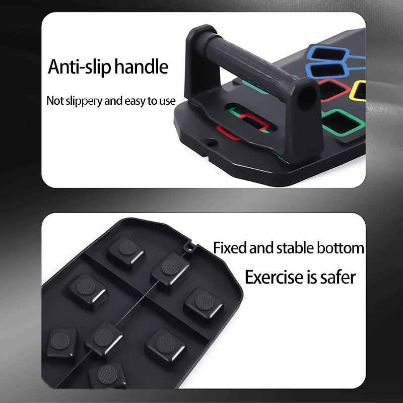 Folding Push Up Board Set – Color-Coded Multifunctional Upper Body Strength Training System - Vellévia