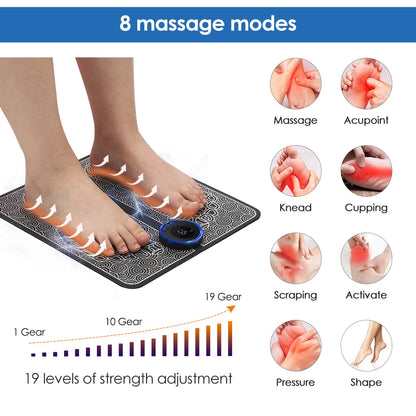 Rechargeable EMS Foot Massager Pad – Electric Muscle Stimulation Mat with Remote Control - Vellévia