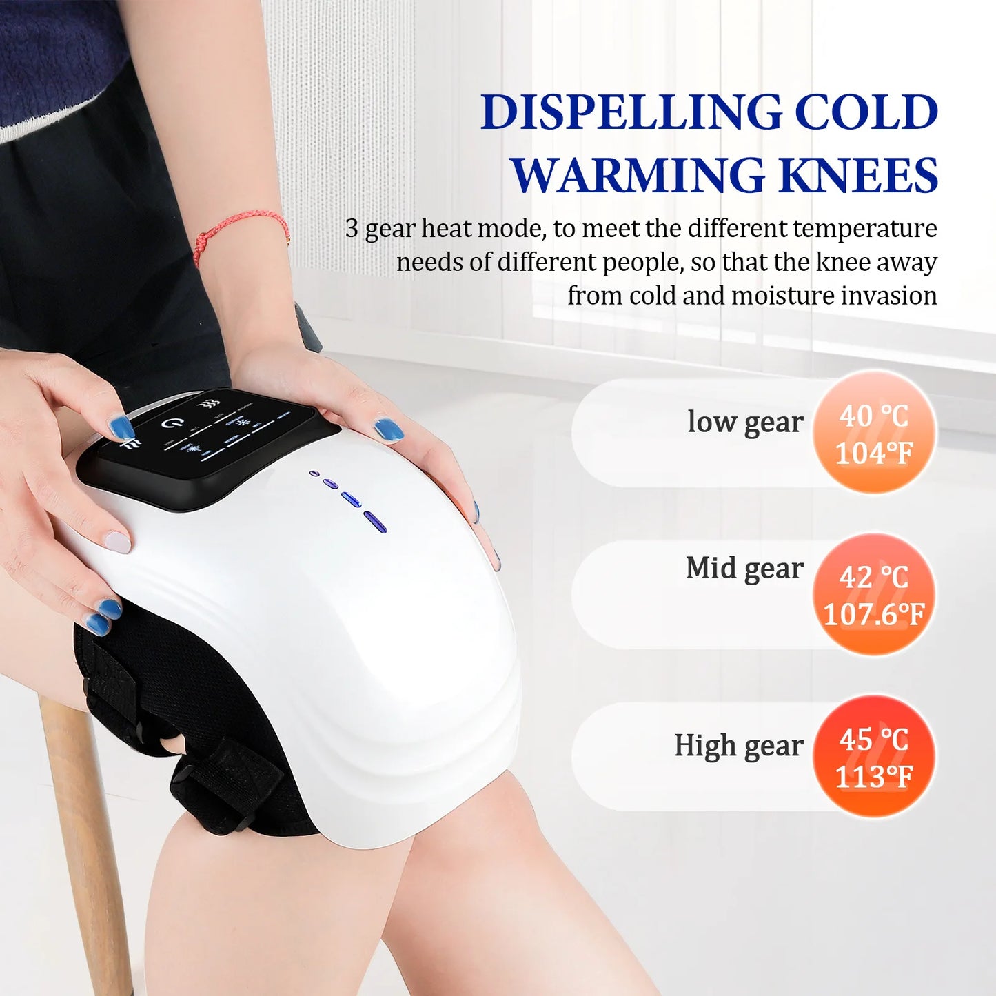 Electric Heating Massage Knee Pad – Wireless Heated Knee Massager with Vibration & Hot Compress Therapy | Intelligent Physiotherapy - Vellévia