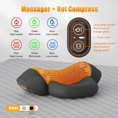 Electric Neck Massager Pillow with Heat & Vibration – Cervical Support Relaxation Cushion - Vellévia