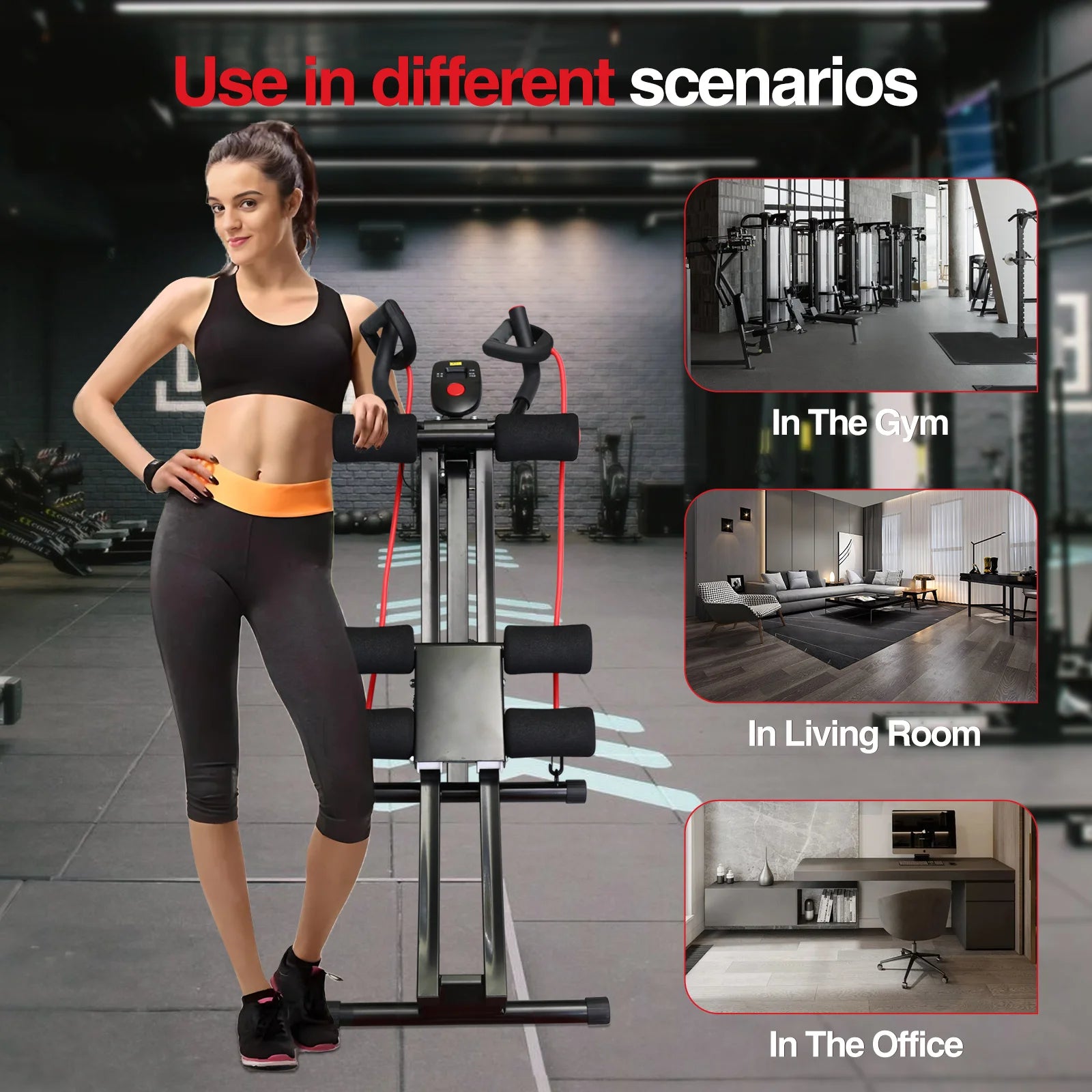 Foldable Ab Machine with LCD Monitor – Adjustable Core & Abdominal Trainer for Home Gym (440 lbs Capacity) - Vellévia