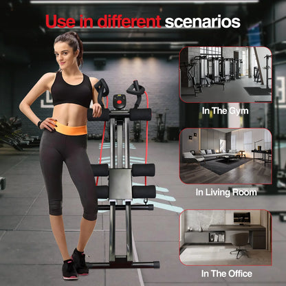 Foldable Ab Machine with LCD Monitor – Adjustable Core & Abdominal Trainer for Home Gym (440 lbs Capacity) - Vellévia