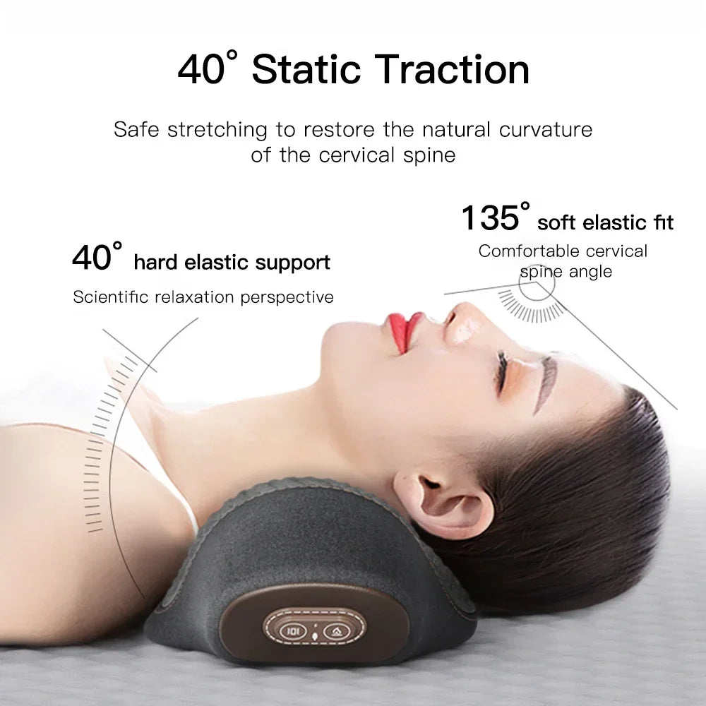 Electric Neck Massager Pillow with Heat & Vibration – Cervical Support Relaxation Cushion - Vellévia