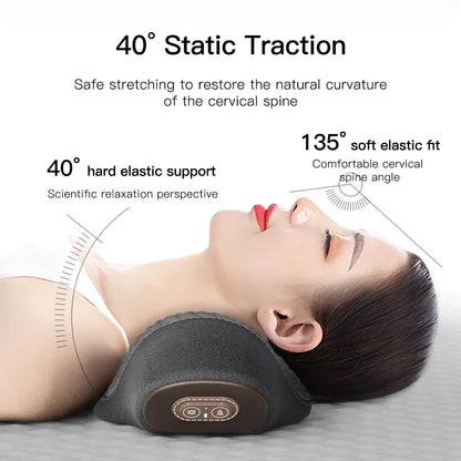 Electric Neck Massager Pillow with Heat & Vibration – Cervical Support Relaxation Cushion - Vellévia