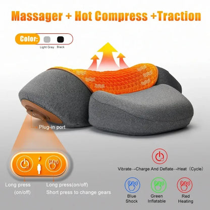 Electric Neck Massager Pillow with Heat & Vibration – Cervical Support Relaxation Cushion - Vellévia